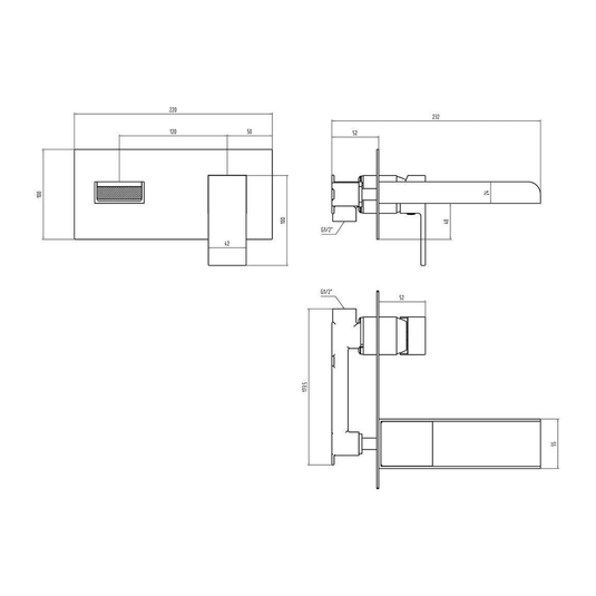 Ruby Oreo Wall Mounted Basin Mixer - Chrome - RUBY105714 - Envy Bathrooms Ltd