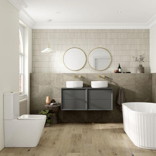 Ruby Oscar 1200mm Wall Hung 4 Drawer Basin Unit Run & Top - Matt Clay - RUBY108476 - Envy Bathrooms Ltd