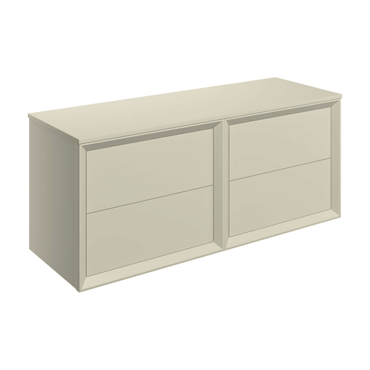 Ruby Oscar 1200mm Wall Hung 4 Drawer Basin Unit Run & Top - Matt Cotton - RUBY108475 - Envy Bathrooms Ltd