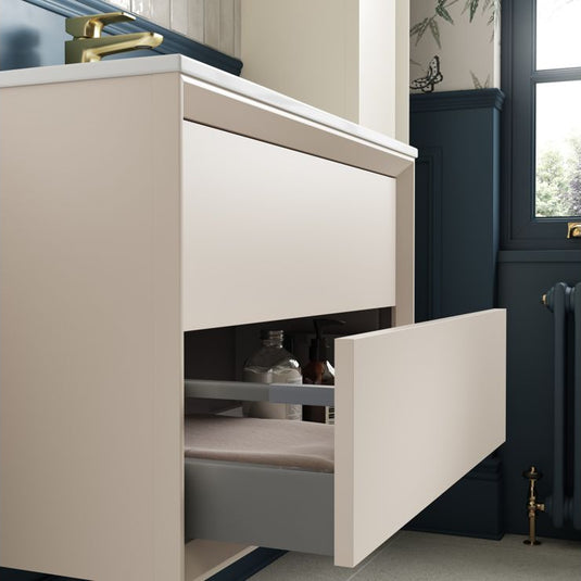 Ruby Oscar 1200mm Wall Hung 4 Drawer Basin Unit Run & Top - Matt Cotton - RUBY108475 - Envy Bathrooms Ltd