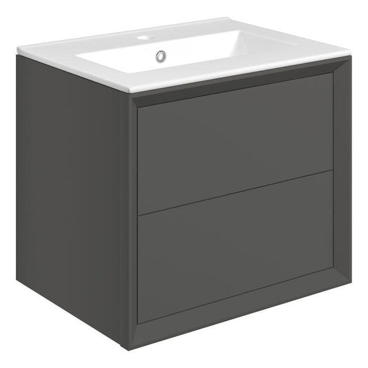 Ruby Oscar 615mm Wall Hung 2 Drawer Basin Unit & Basin - Matt Clay - RUBY108464 - Envy Bathrooms Ltd