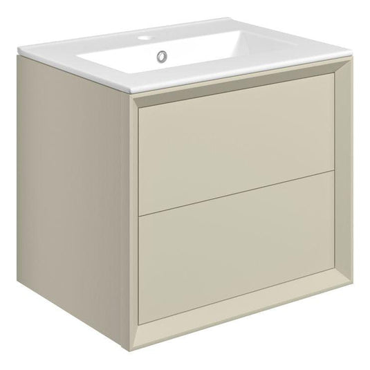 Ruby Oscar 615mm Wall Hung 2 Drawer Basin Unit & Basin - Matt Cotton - RUBY108463 - Envy Bathrooms Ltd