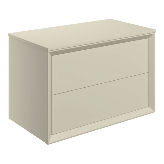 Ruby Oscar 800mm Wall Hung 2 Drawer Basin Unit & Top - Matt Cotton - RUBY108472 - Envy Bathrooms Ltd