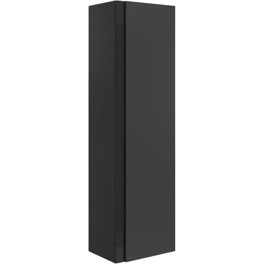 Ruby Paisley 350mm Wall Hung 1 Door Tall Unit - Matt Black & Glass - RUBY106878 - Envy Bathrooms Ltd
