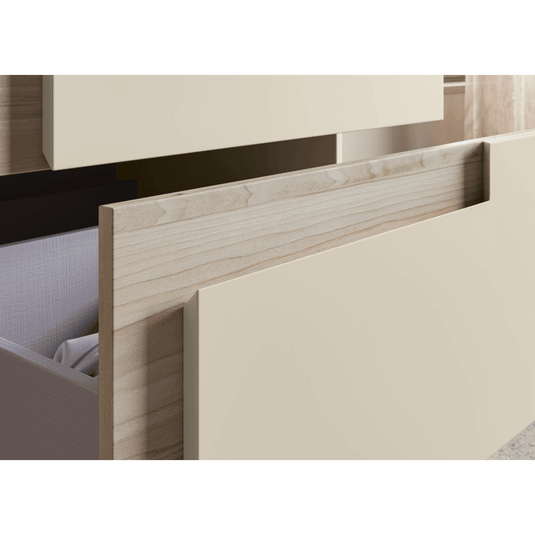 Ruby Paisley 815mm Wall Hung 2 Drawer Basin Unit & White Basin - Matt Cotton & Oak Effect - RUBY106887 - Envy Bathrooms Ltd