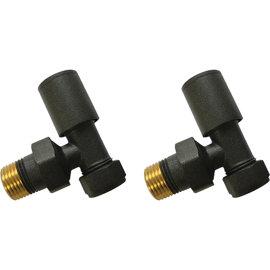 Ruby Patterned Anthracite Radiator Valves - Angled - RUBY103012