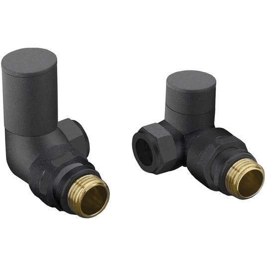 Ruby Patterned Anthracite Radiator Valves - Corner - RUBY103017