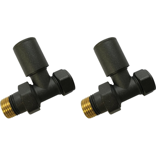 Ruby Patterned Anthracite Radiator Valves - Straight - RUBY103015