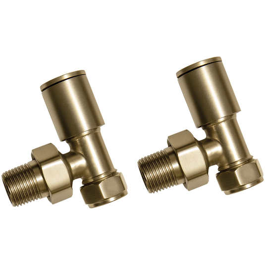 Ruby Patterned Brushed Brass Radiator Valves - Angled - RUBY107160