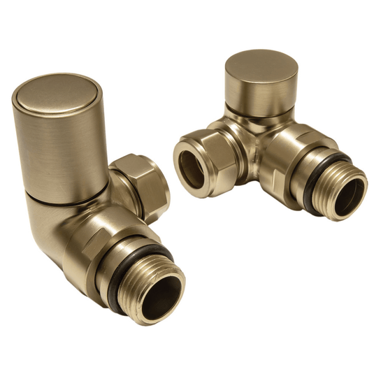 Ruby Patterned Brushed Brass Radiator Valves - Corner - RUBY107161 - Envy Bathrooms Ltd