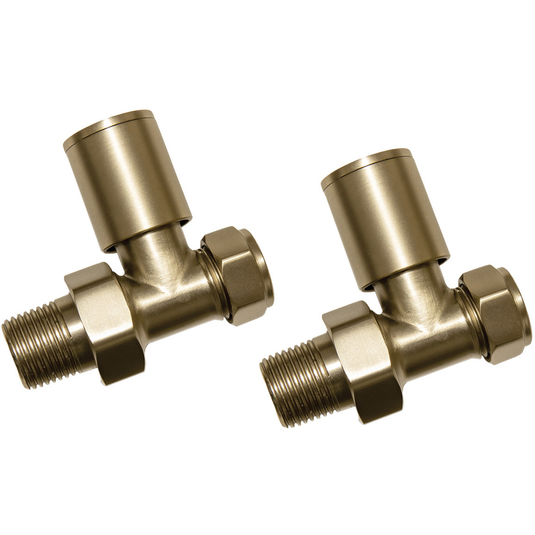 Ruby Patterned Brushed Brass Radiator Valves - Straight - RUBY107159