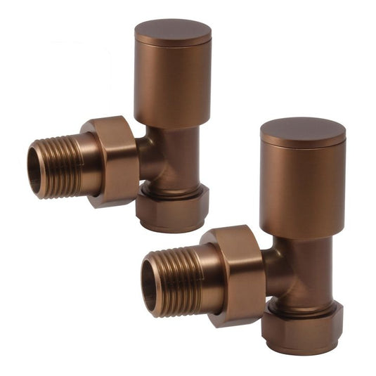 Ruby Patterned Brushed Bronze Radiator Valves - Angled - RUBY108855 - Envy Bathrooms Ltd