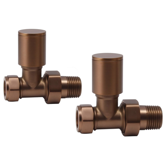 Ruby Patterned Brushed Bronze Radiator Valves - Straight - RUBY108856