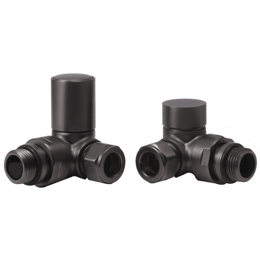 Ruby Patterned Matt Black Radiator Valves - Corner - RUBY108853 - Envy Bathrooms Ltd