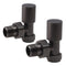 Ruby Patterned Matt Black Radiator Valves | Angled | RUBY108851