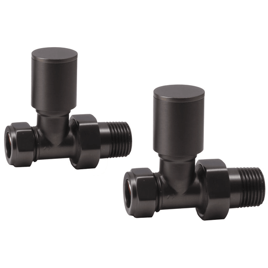 Ruby Patterned Matt Black Radiator Valves - Straight - RUBY108852 - Envy Bathrooms Ltd