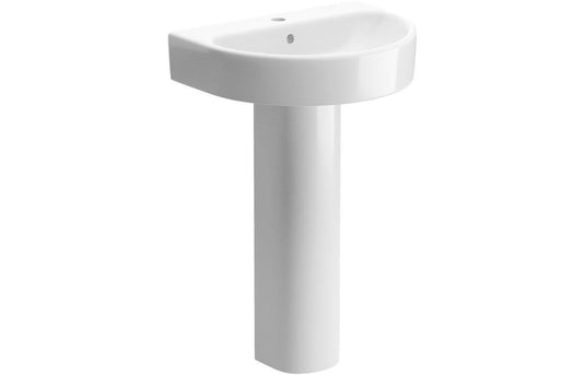 Ruby Pearl 555x430mm 1TH Basin & Full Pedestal - RUBY1783 - Envy Bathrooms Ltd