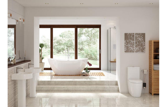 Ruby Pearl 555x430mm 1TH Basin & Full Pedestal - RUBY1783 - Envy Bathrooms Ltd