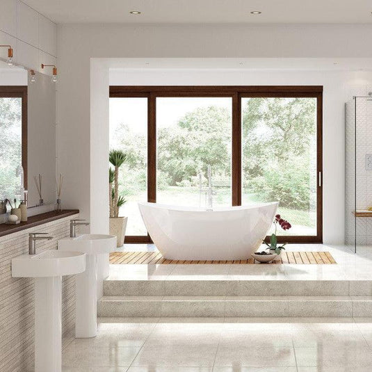 Ruby Pearl 555x430mm 1TH Basin & Full Pedestal - RUBY1783 - Envy Bathrooms Ltd