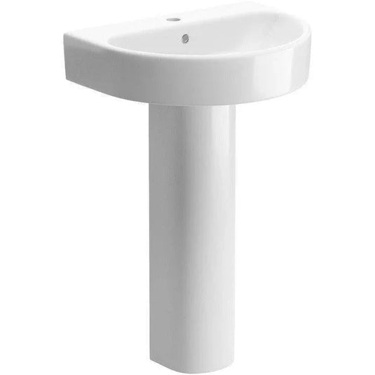 Ruby Pearl 555x430mm 1TH Basin & Full Pedestal - RUBY1783 - Envy Bathrooms Ltd