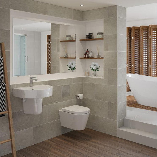 Ruby Pearl 555x430mm 1TH Basin & Semi Pedestal - RUBY1784 - Envy Bathrooms Ltd