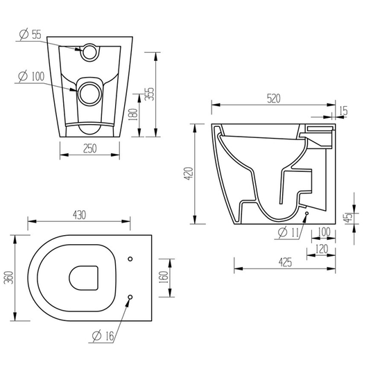 Ruby Pearl Back To Wall WC & Soft Close Seat - RUBY1862