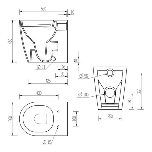 Ruby Pearl Rimless Back To Wall Comfort Height WC & Soft Close Seat - RUBY106144 - Envy Bathrooms Ltd