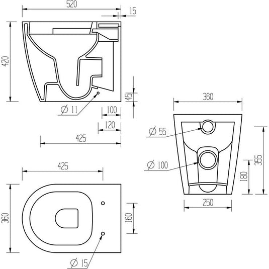 Ruby Pearl Rimless Back To Wall WC & Soft Close Seat - RUBY1860 - Envy Bathrooms Ltd