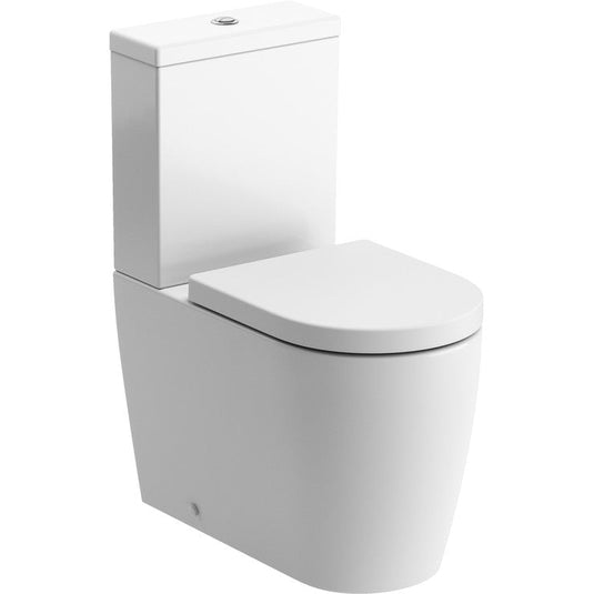 Ruby Pearl Rimless Close Coupled Fully Shrouded Comfort Height WC & Soft Close Seat - RUBY106143 - Envy Bathrooms Ltd