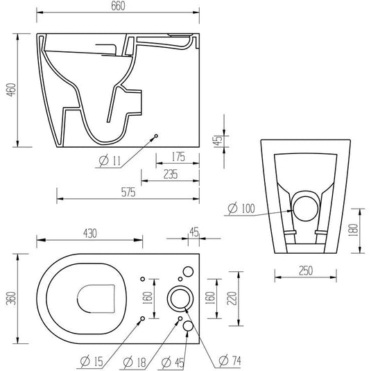 Ruby Pearl Rimless Close Coupled Fully Shrouded Comfort Height WC & Soft Close Seat - RUBY106143 - Envy Bathrooms Ltd