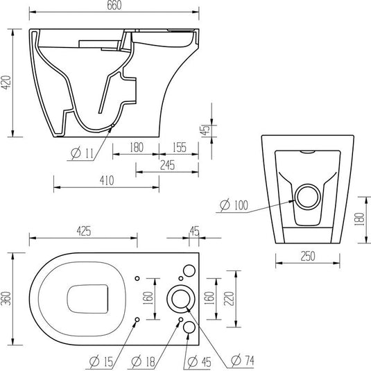 Ruby Pearl Rimless Close Coupled Open Back WC & Soft Close Seat - RUBY1928 - Envy Bathrooms Ltd