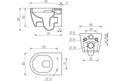 Ruby Pearl Rimless Wall Hung WC & Soft Close Seat - RUBY1861 - Envy Bathrooms Ltd