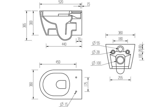 Ruby Pearl Rimless Wall Hung WC & Soft Close Seat - RUBY1861 - Envy Bathrooms Ltd
