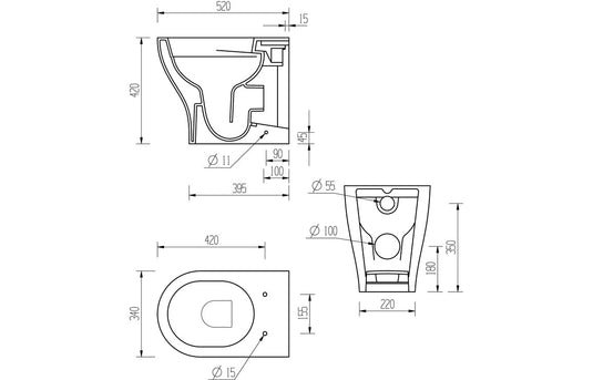 Ruby Piper Rimless Back To Wall WC & Soft Close Seat - RUBY106141 - Envy Bathrooms Ltd