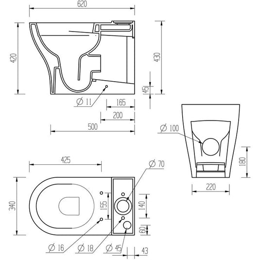 Ruby Piper Rimless Short Projection Close Coupled Fully Shrouded WC & Soft Close Seat - RUBY106140 - Envy Bathrooms Ltd