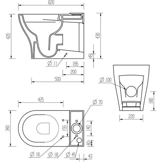 Ruby Piper Rimless Short Projection Close Coupled Fully Shrouded WC & Soft Close Seat - RUBY106140 - Envy Bathrooms Ltd