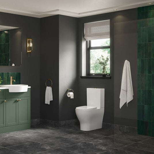 Ruby Piper Rimless Short Projection Close Coupled Open Back WC & Soft Close Seat - RUBY106139 - Envy Bathrooms Ltd