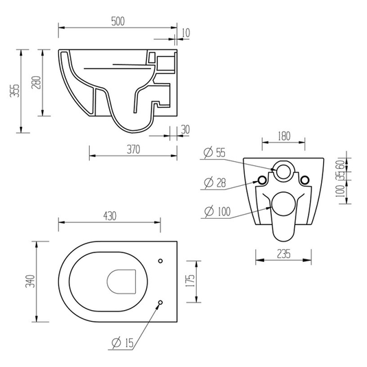 Ruby Piper Rimless Wall Hung WC & Soft Close Seat - RUBY106142