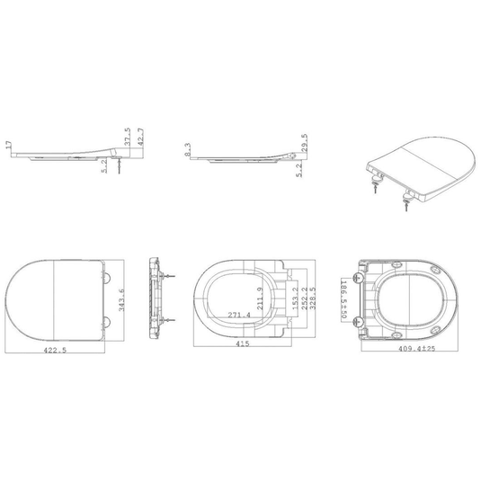 Ruby Piper Slim Soft Close Toilet Seat - White - RUBY107428 - Envy Bathrooms Ltd
