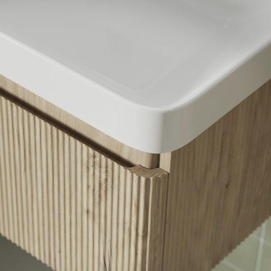 Ruby Princess 500mm Wall Hung 1 Drawer Basin Unit & Basin - Textured Oak - RUBY108921 - Envy Bathrooms Ltd