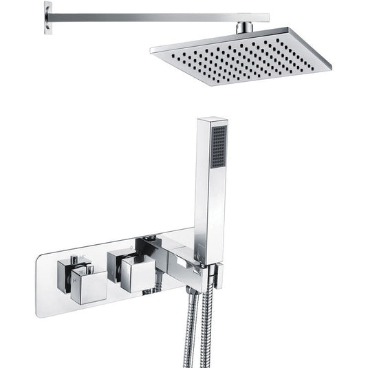 Ruby Quinn Shower Pack One - Two Outlet Twin Shower Valve w/Handset & ABS Overhead - Chrome - RUBY105897 - Envy Bathrooms Ltd