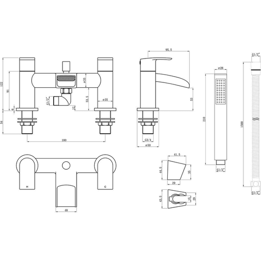 Ruby Ranger Bath/Shower Mixer - Chrome - RUBY105745 - Envy Bathrooms Ltd