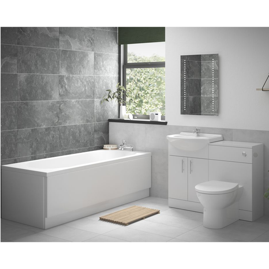 Ruby Ranger Full Suite with Rimless BTW WC & 1700mm Single End Bath - White Gloss - RUBY109073 - Envy Bathrooms Ltd
