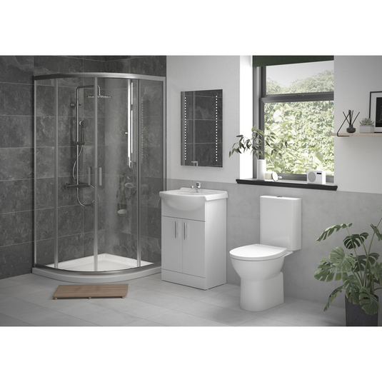 Ruby Ranger Full White Suite with 900mm 2 Door Easy-Fit Quadrant & Tray - Chrome - RUBY109074 - Envy Bathrooms Ltd