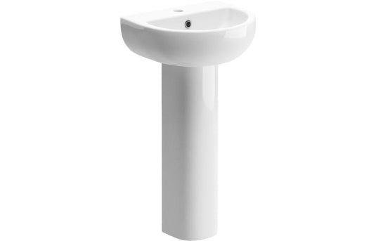 Ruby River 450x400mm 1TH Basin & Full Pedestal - RUBY1826 - Envy Bathrooms Ltd