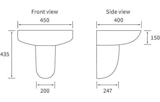 Ruby River 450x400mm 1TH Basin & Semi Pedestal - RUBY1827 - Envy Bathrooms Ltd