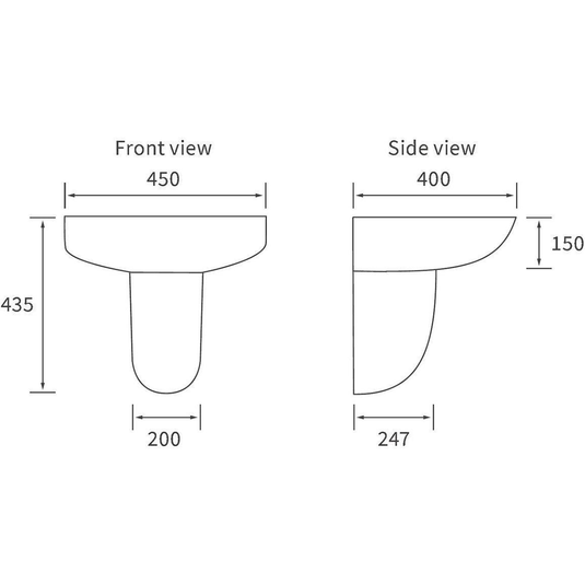 Ruby River 450x400mm 1TH Basin & Semi Pedestal - RUBY1827