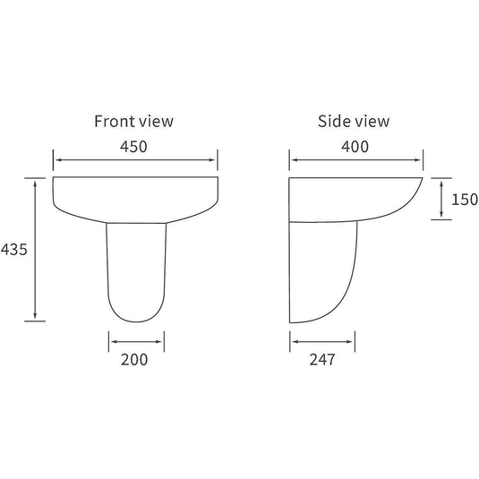 Ruby River 450x400mm 1TH Basin & Semi Pedestal - RUBY1827 - Envy Bathrooms Ltd