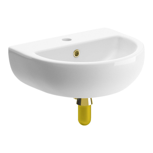 Ruby River 450x400mm 1TH Cloakroom Basin & Brushed Brass Bottle Trap - RUBY106864