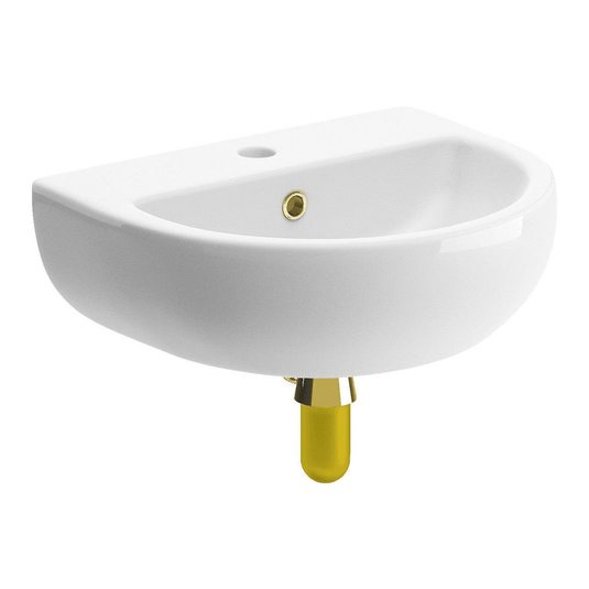 Ruby River 450x400mm 1TH Cloakroom Basin & Brushed Brass Bottle Trap - RUBY106864 - Envy Bathrooms Ltd